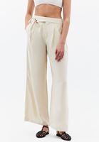 Bayan Krem Modal Ultra Yüksek Bel Straight-Fit Pantolon