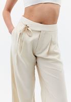Bayan Krem Modal Ultra Yüksek Bel Straight-Fit Pantolon