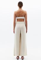 Bayan Krem Modal Ultra Yüksek Bel Straight-Fit Pantolon