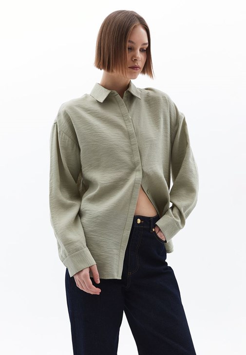 Yeşil Modal Oversize Gömlek