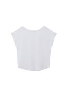 Bayan Beyaz Modal Bot Yaka Tişört