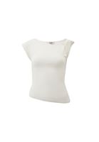 Bayan Krem Modal Burgu Detaylı Bluz