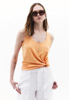 Women Orange Modal Snap-Detail Tank Top
