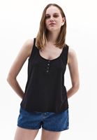 Women Black Modal Snap-Detail Tank Top