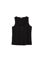 Women Black Modal Snap-Detail Tank Top
