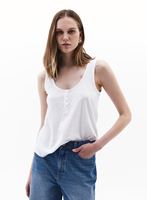 Women White Modal Snap-Detail Tank Top