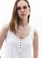 Women White Modal Snap-Detail Tank Top