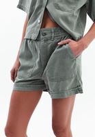 Women Green High Rise Mini Shorts