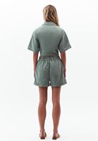 Women Green High Rise Mini Shorts