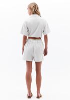 Women Cream High Rise Mini Shorts