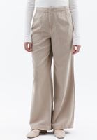 Bayan Bej Orta Bel Wide-Leg Pantolon ( TENCEL™ )
