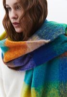 Bayan Mavi Püskül Detaylı Kalın Şal