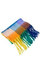 Bayan Mavi Püskül Detaylı Kalın Şal