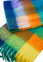 Bayan Mavi Püskül Detaylı Kalın Şal