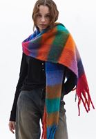 Bayan Sarı Püskül Detaylı Kalın Şal