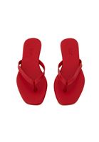 Women Red Slip-On Flat Sandals