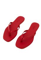 Women Red Slip-On Flat Sandals