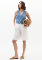 Bayan Mavi V Yaka Denim Yelek ( TENCEL™ )