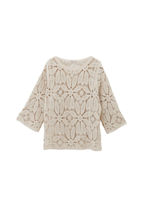 Jakarlı Bluz ve Keten Bol Paça Pantolon Kombini