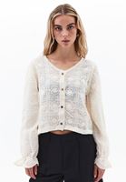Women Cream Embroidered V-Neck Blouse