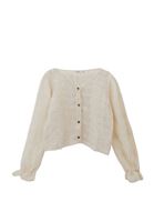 Women Cream Embroidered V-Neck Blouse