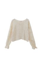 Women Cream Embroidered V-Neck Blouse