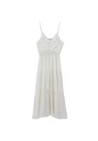 Bayan Krem İnce Askılı Midi Elbise