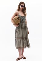 Bayan Yeşil İnce Askılı Midi Elbise