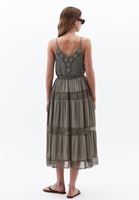 Bayan Yeşil İnce Askılı Midi Elbise