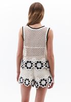 Bayan Çok Renkli Jakarlı Crop Atlet