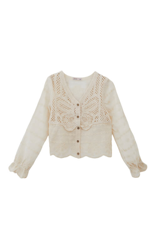 Kelebek Desenli Bluz ve Şort Etek Kombini