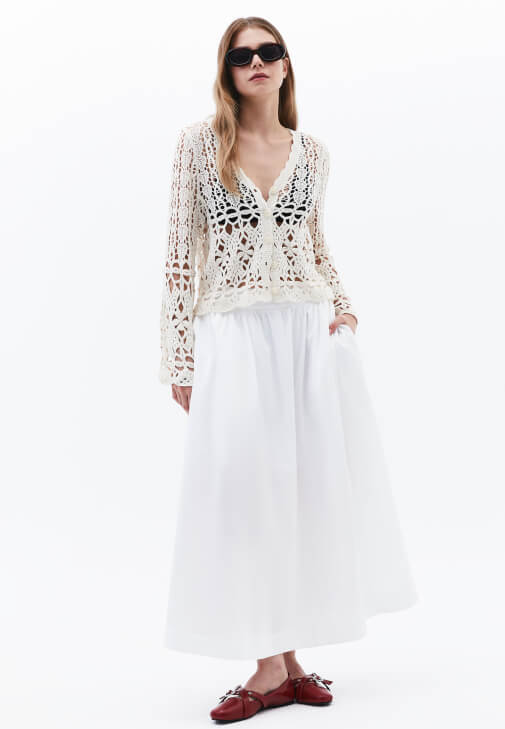 Ajurlu Hırka ve Uzun Etek Kombini