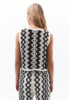 Bayan Çok Renkli Jakarlı Crop Yelek