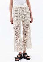 Bayan Krem Jakarlı Straight-Fit Pantolon