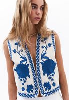 Bayan Çok Renkli Nakışlı Crop Yelek