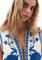 Bayan Çok Renkli Nakışlı Crop Yelek