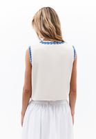 Bayan Çok Renkli Nakışlı Crop Yelek