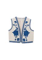 Bayan Çok Renkli Nakışlı Crop Yelek