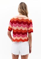 Bayan Çok Renkli Jakarlı Crop Gömlek