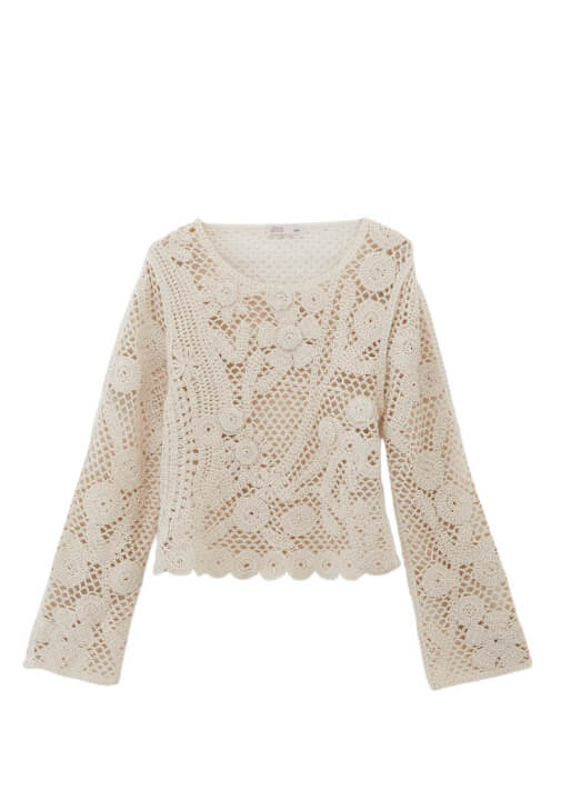 Jakarlı Bluz ve Wide-Leg Pantolon Kombini