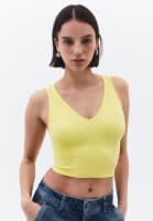 Bayan Sarı Seamless Crop Top