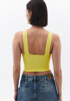 Bayan Sarı Seamless Crop Top