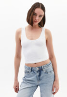 Bayan Beyaz Seamless Crop Top