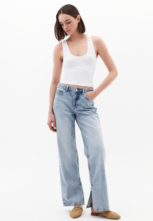 Seamless Crop Top ve Orta Bel Pantolon Kombini