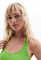 Bayan Yeşil Seamless Jakarlı Crop Top