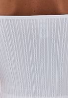 Bayan Beyaz Seamless Jakarlı Crop Top