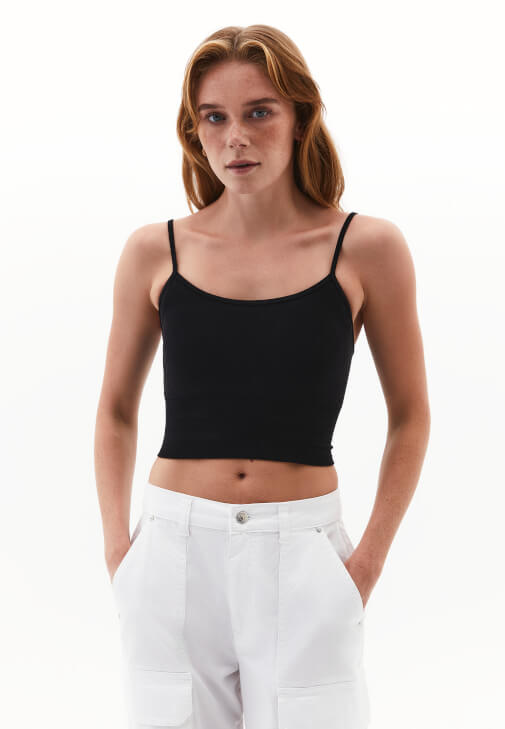 Siyah Askılı Crop Atlet ( TENCEL™ )