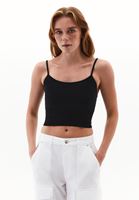 Bayan Siyah Askılı Crop Atlet ( TENCEL™ )