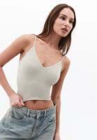 Bayan Bej Askılı Crop Atlet