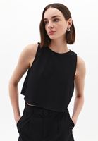 Women Black Crop Tank Top